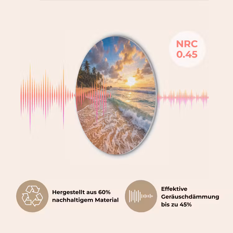 Strand - Zonsondergang - Golven - Natuur - Goud Akoestische PET Vilt - Rond klein -USP_DE
