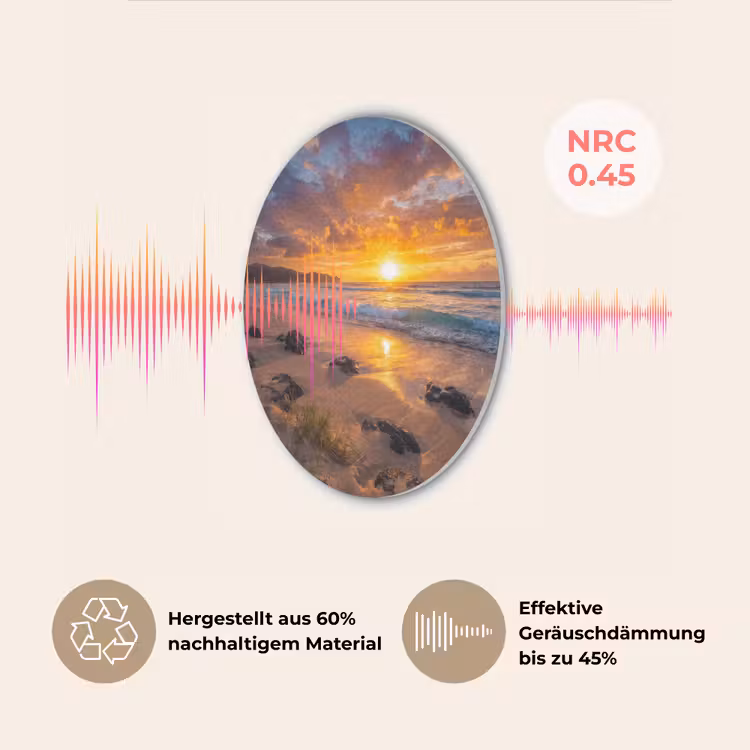 Strand - Zonsondergang - Golven - Natuur - Oranje Akoestische PET Vilt - Rond klein -USP_DE