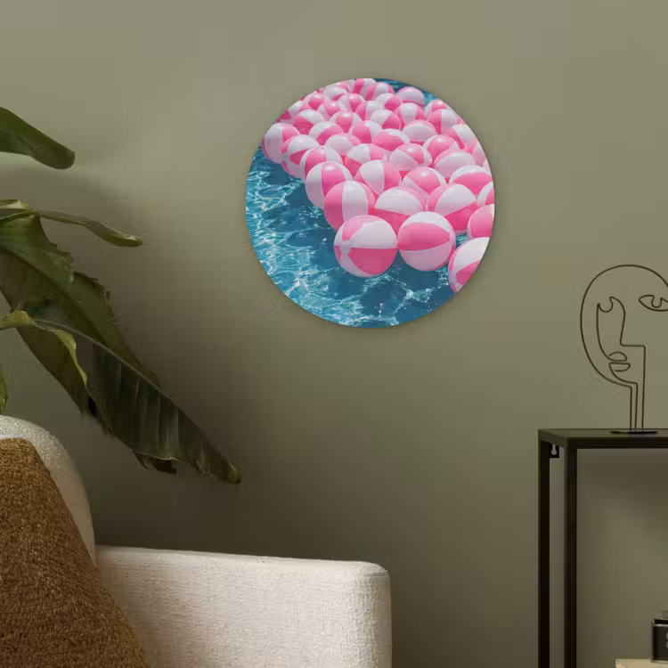 Strandballen - Roze - Water Akoestische PET Vilt - Rond klein -sfeer2