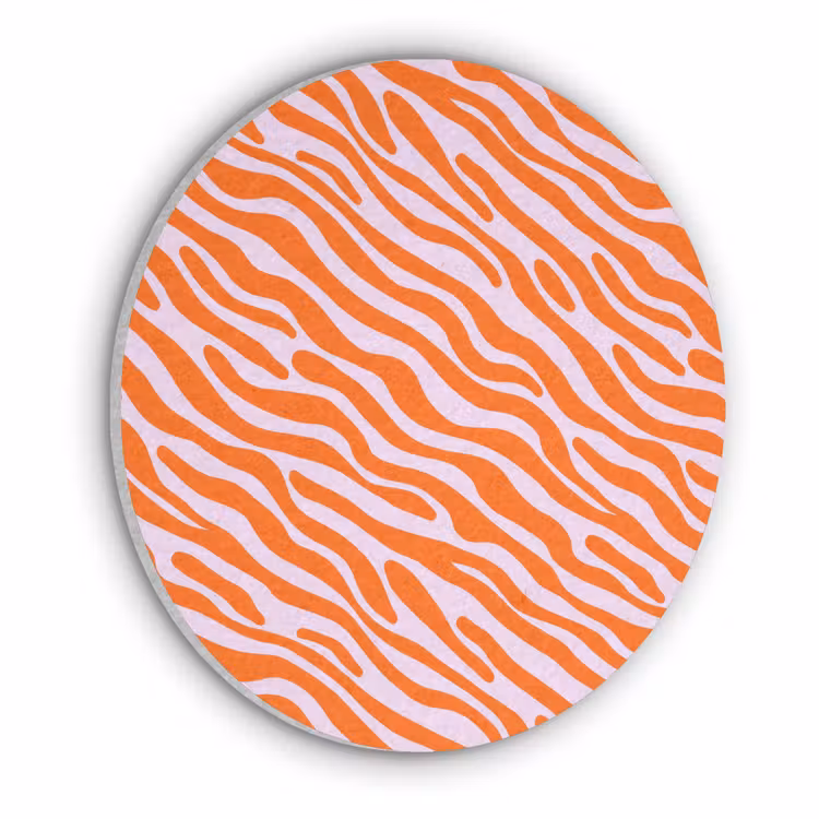 Strepen - Dynamisch - Oranje Akoestische PET Vilt - Rond klein 838 -3d