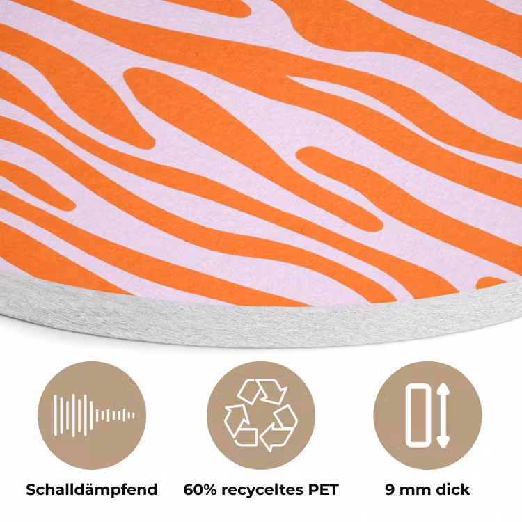 Strepen - Dynamisch - Oranje Akoestische PET Vilt - Rond klein 838 -closeup_DE