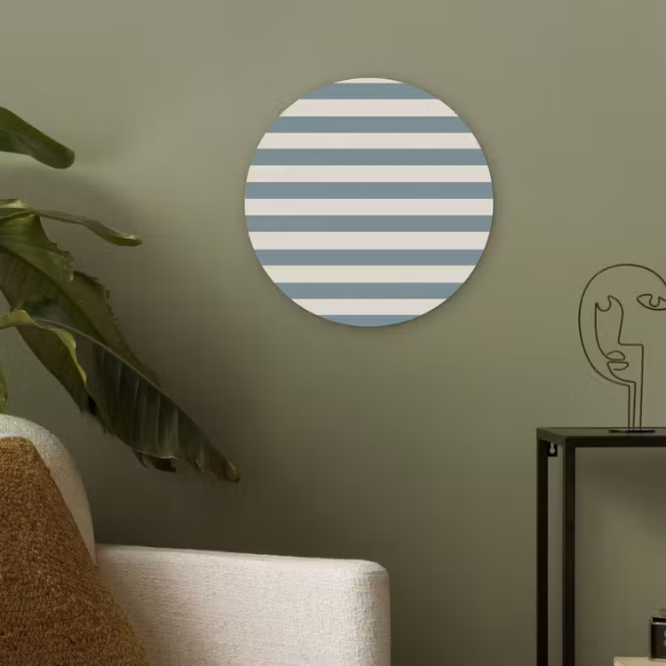 Strepen - Modern - Blauw Akoestische PET Vilt - Rond klein 838 -sfeer2