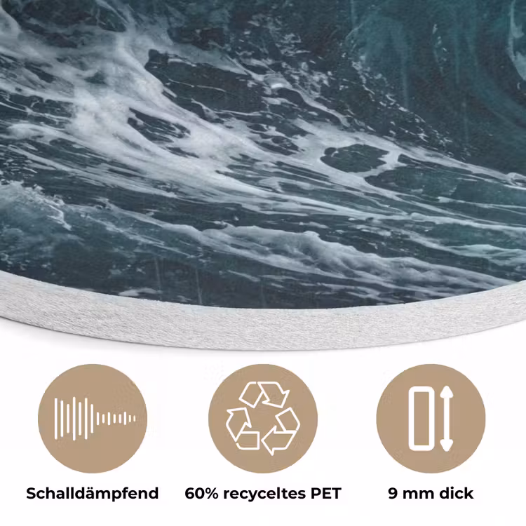 Storm - Badeend - Golven Akoestische PET Vilt - Rond klein -closeup_DE