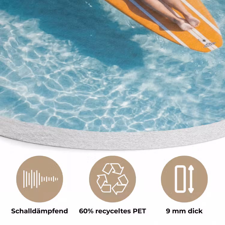 Surfboard - Water - Badpak - Oranje Akoestische PET Vilt - Rond klein -closeup_DE