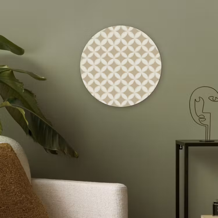 Symmetrisch - Motief - Beige Akoestische PET Vilt - Rond klein 838 -sfeer2