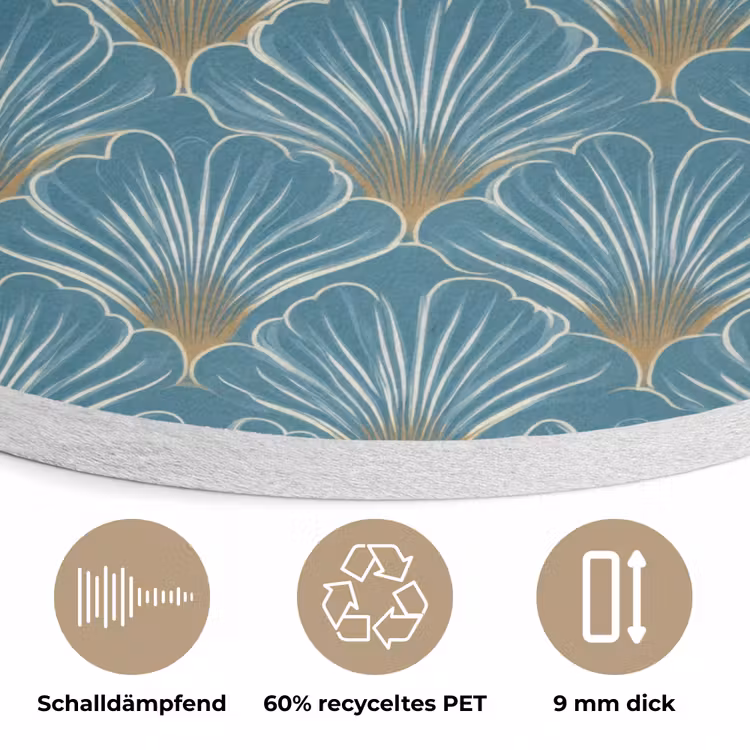 Symmetrisch - Patroon - Blauw Akoestische PET Vilt - Rond klein 838 -closeup_DE