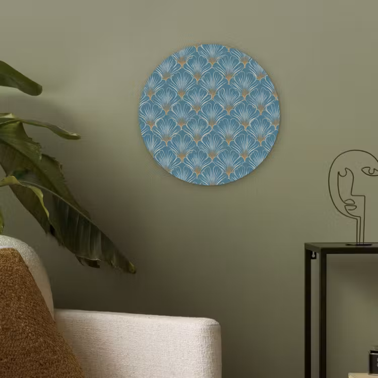 Symmetrisch - Patroon - Blauw Akoestische PET Vilt - Rond klein 838 -sfeer2