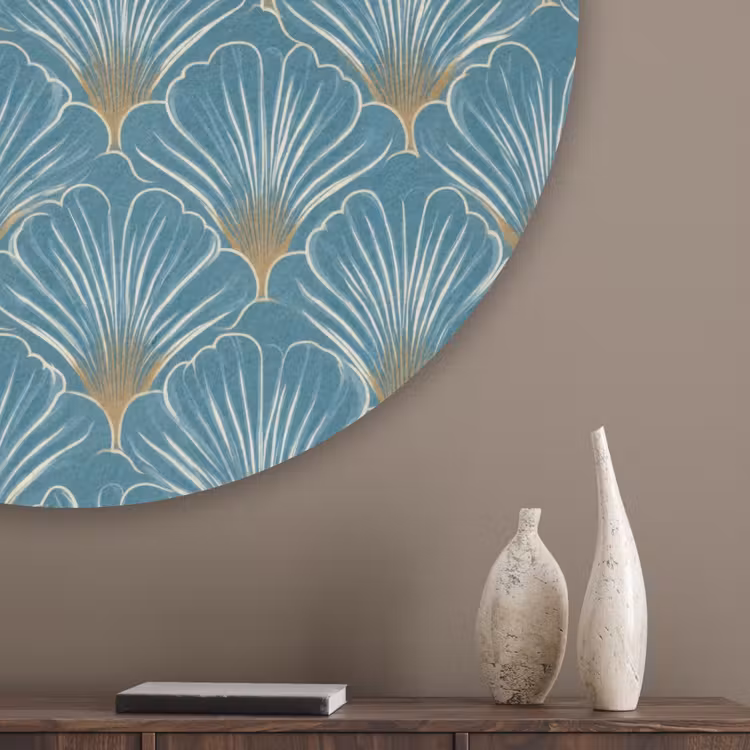 Symmetrisch - Patroon - Blauw Akoestische PET Vilt - Rond klein 838 -sfeer5_closeup