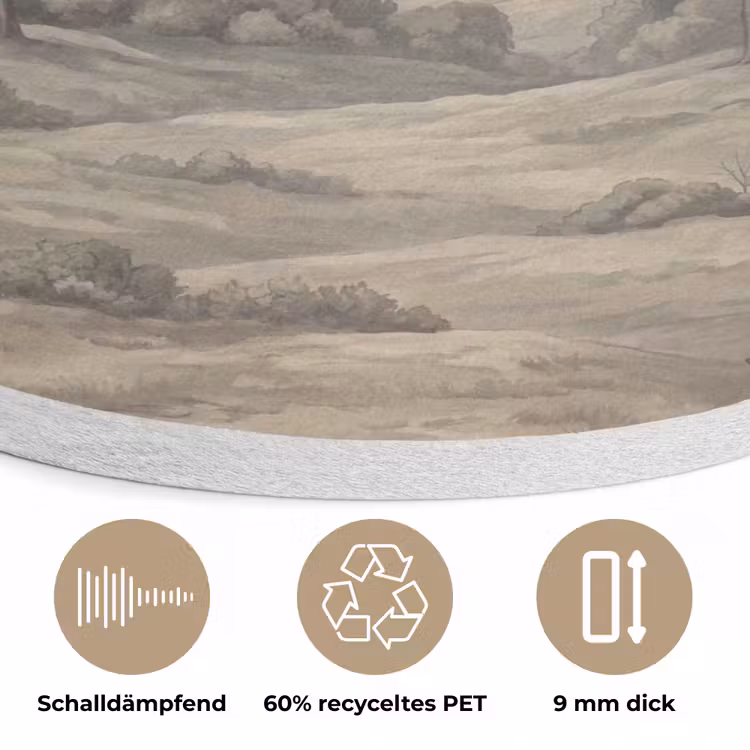 Vallei - Bos - Natuur - Groen Akoestische PET Vilt - Rond klein -closeup_DE