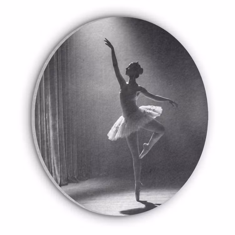 Danser - Podium - Zwart-wit - Kunst - Klassiek Akoestische PET Vilt - Rond klein -3d