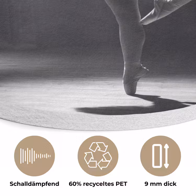 Danser - Podium - Zwart-wit - Kunst - Klassiek Akoestische PET Vilt - Rond klein -closeup_DE