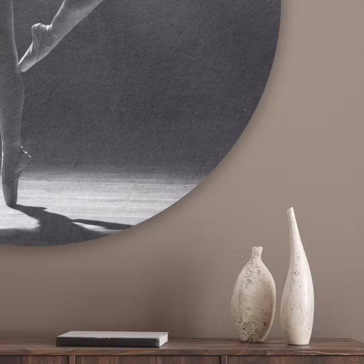Danser - Podium - Zwart-wit - Kunst - Klassiek Akoestische PET Vilt - Rond klein -sfeer5_closeup