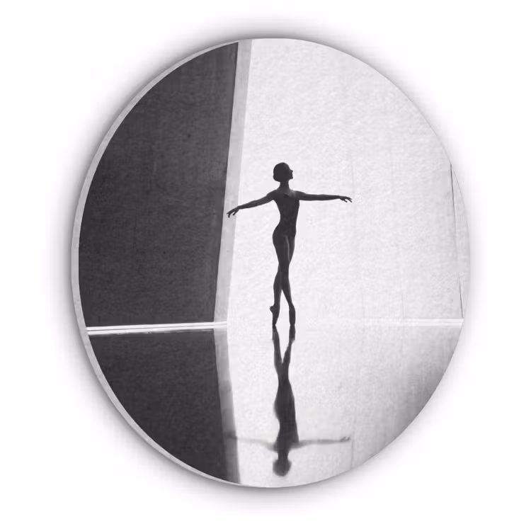 Danser - Silhouette - Kunst - Modern - Zwart-wit Akoestische PET Vilt - Rond klein -3d