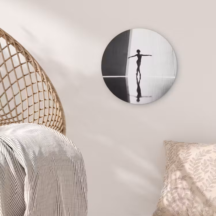 Danser - Silhouette - Kunst - Modern - Zwart-wit Akoestische PET Vilt - Rond klein -sfeer4