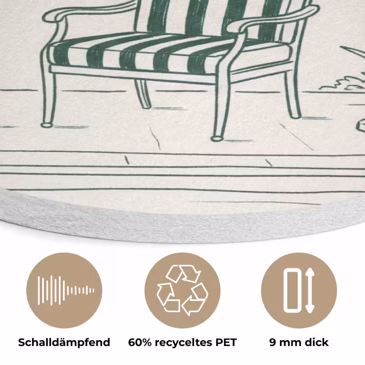 Terras - Illustratie - Groen Akoestische PET Vilt - Rond klein -closeup_DE