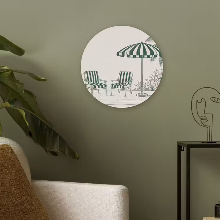 Terras - Illustratie - Groen Akoestische PET Vilt - Rond klein -sfeer2
