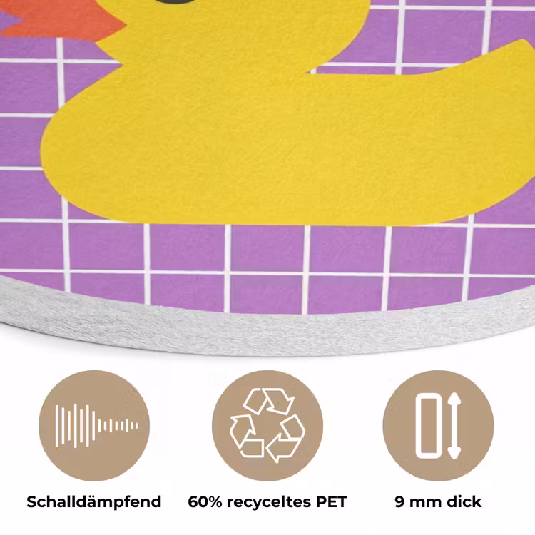 Tekst - Eend - Paars Akoestische PET Vilt - Rond klein -closeup_DE