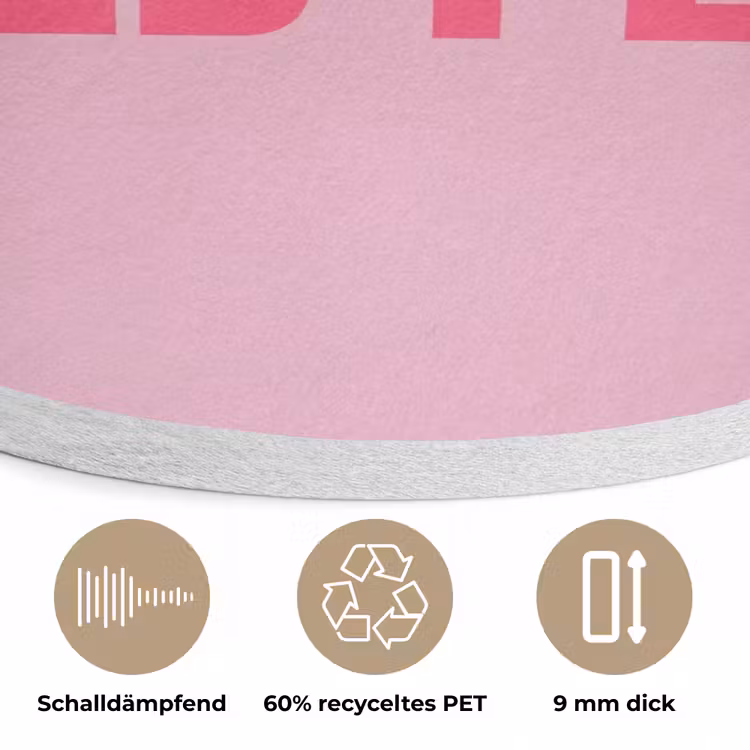 Tekst - Modern - Roze Akoestische PET Vilt - Rond klein -closeup_DE