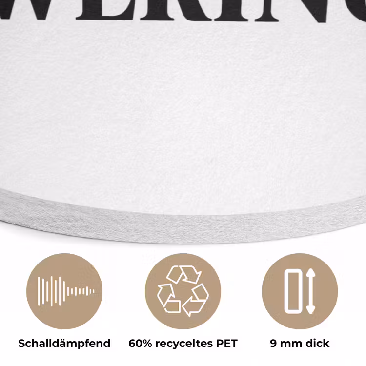Tekst - Modern - Zwart - Wit Akoestische PET Vilt - Rond klein -closeup_DE