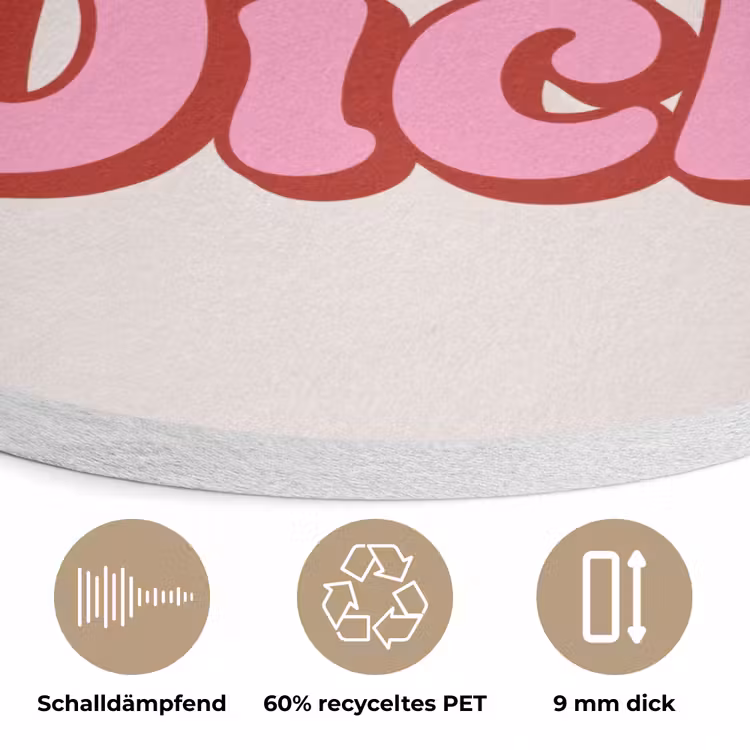 Tekst - Boodschap - Roze Akoestische PET Vilt - Rond klein -closeup_DE