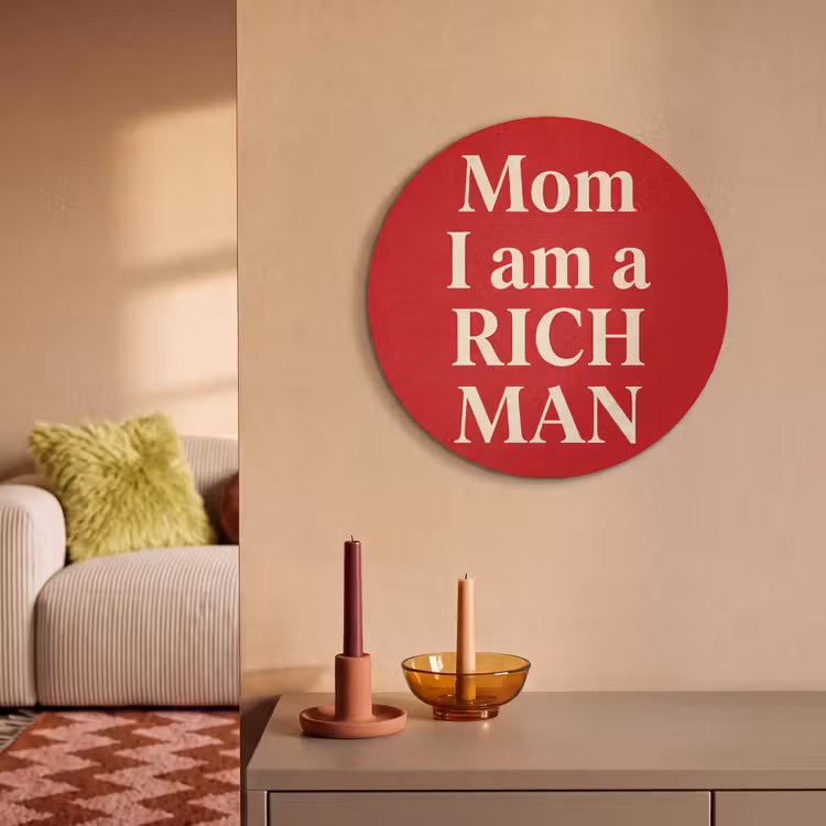 Tekst - Rijkdom - Motivatie - Rood - Modern Akoestische PET Vilt - Rond klein -sfeer1