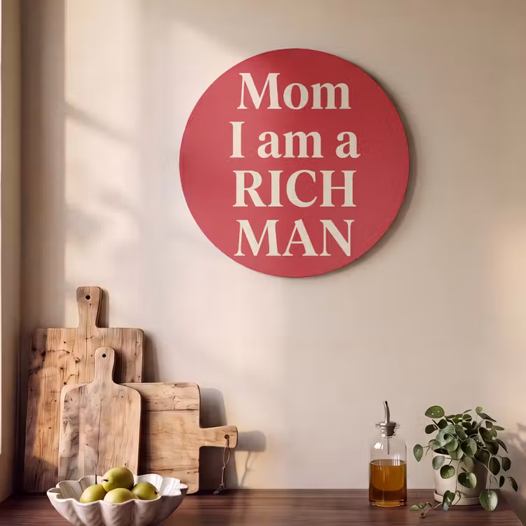 Tekst - Rijkdom - Motivatie - Rood - Modern Akoestische PET Vilt - Rond klein -sfeer2