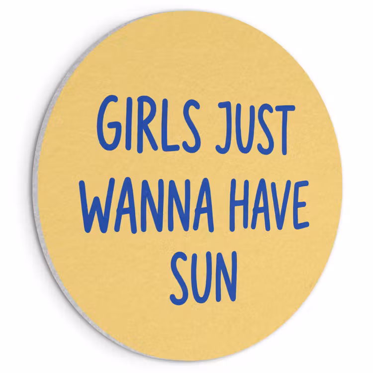 Tekst - Zon - Zomer - Modern - Geel Akoestische PET Vilt - Rond klein -3d