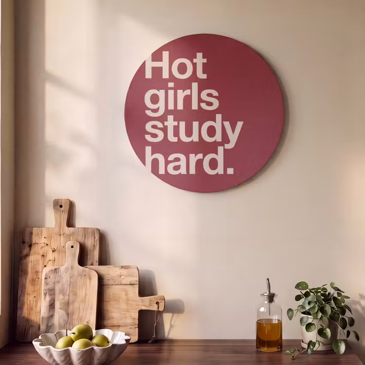 Tekst - Studie - Motivatie - Modern - Rood Akoestische PET Vilt - Rond klein -sfeer2