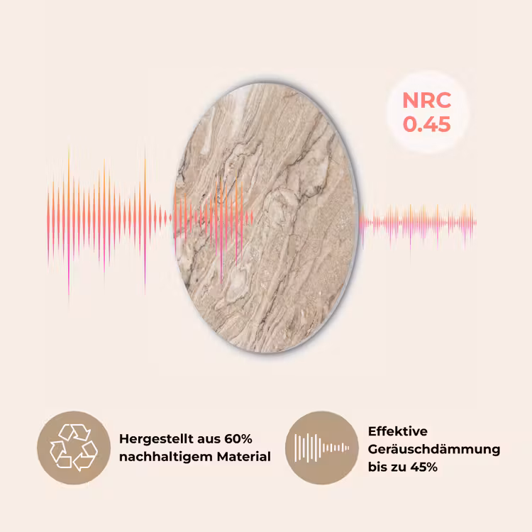 Textuur - Aders - Abstract - Modern - Beige Akoestische PET Vilt - Rond klein -USP_DE
