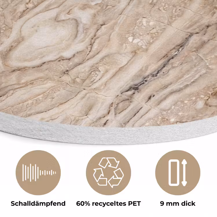 Textuur - Aders - Abstract - Modern - Beige Akoestische PET Vilt - Rond klein -closeup_DE