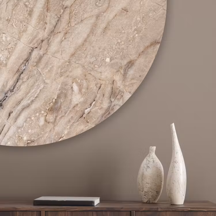 Textuur - Aders - Abstract - Modern - Beige Akoestische PET Vilt - Rond klein -sfeer5_closeup