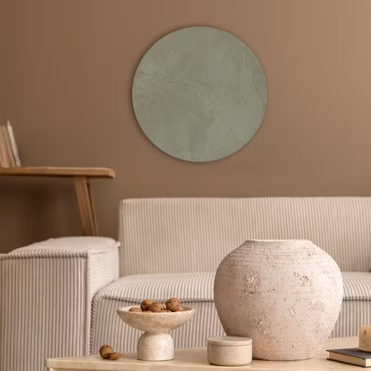 Textuur - Betonlook - Achtergrond - Modern - Groen Akoestische PET Vilt - Rond klein -sfeer1