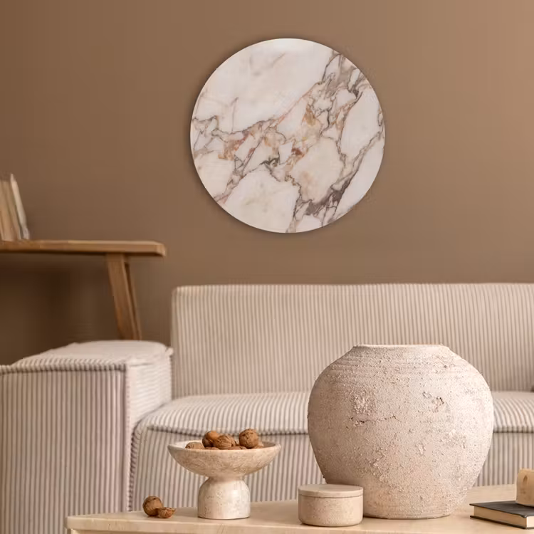 Textuur - Gesteente - Aderen - Abstract - Wit Akoestische PET Vilt - Rond klein -sfeer1