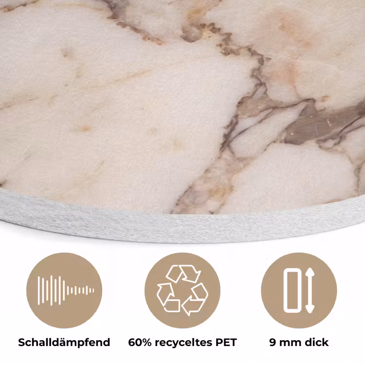 Textuur - Gesteente - Aderen - Abstract - Wit Akoestische PET Vilt - Rond klein -closeup_DE
