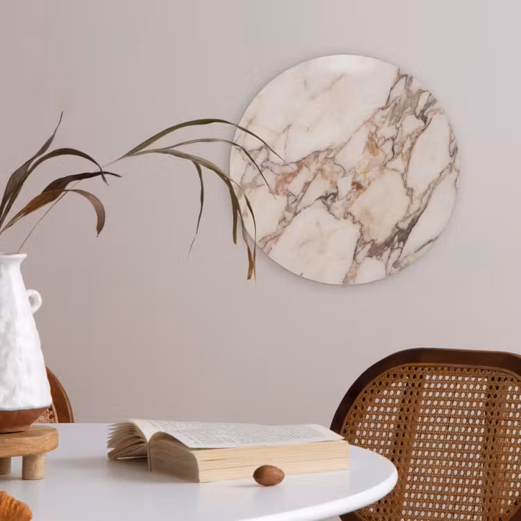 Textuur - Gesteente - Aderen - Abstract - Wit Akoestische PET Vilt - Rond klein -sfeer3