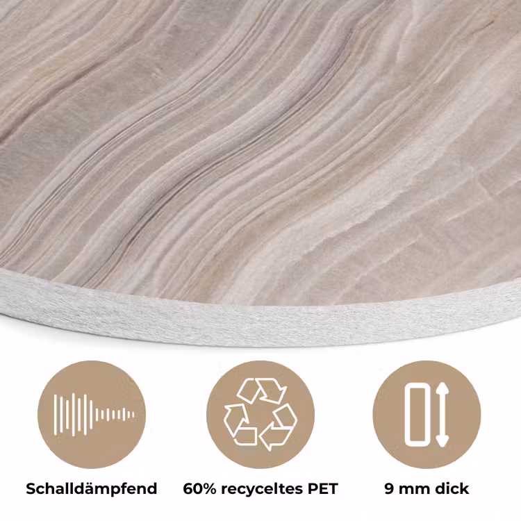Textuur - Golvend - Abstract - Modern - Beige Akoestische PET Vilt - Rond klein -closeup_DE