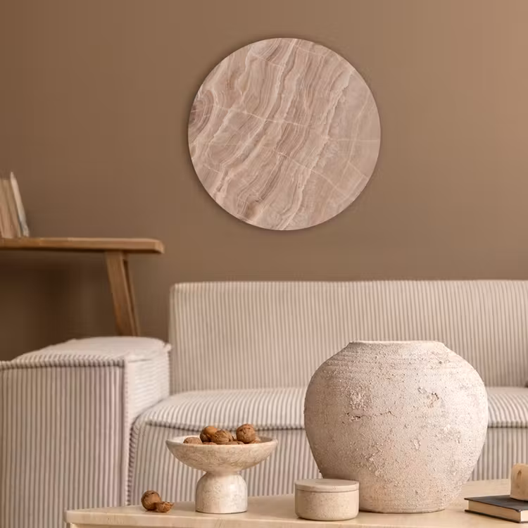 Textuur - Golvend - Abstract - Warm - Bruin Akoestische PET Vilt - Rond klein -sfeer1