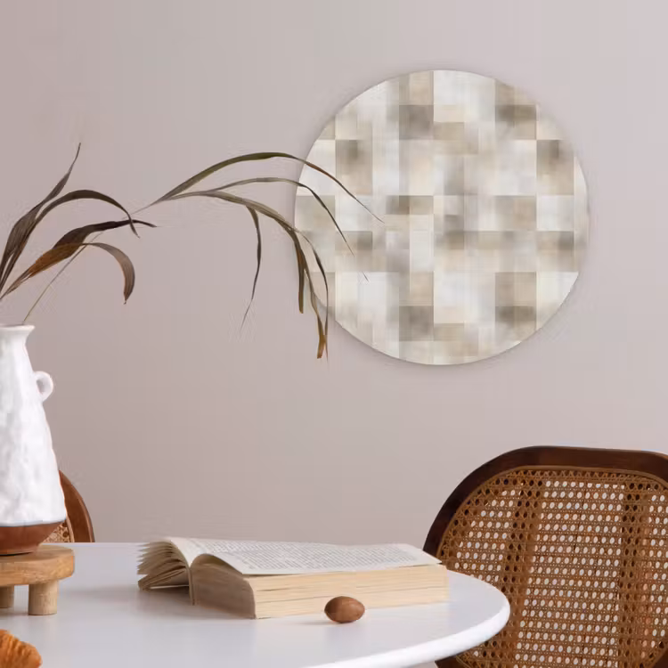 Textuur - Linnen - Beige Akoestische PET Vilt - Rond klein 838 -sfeer3