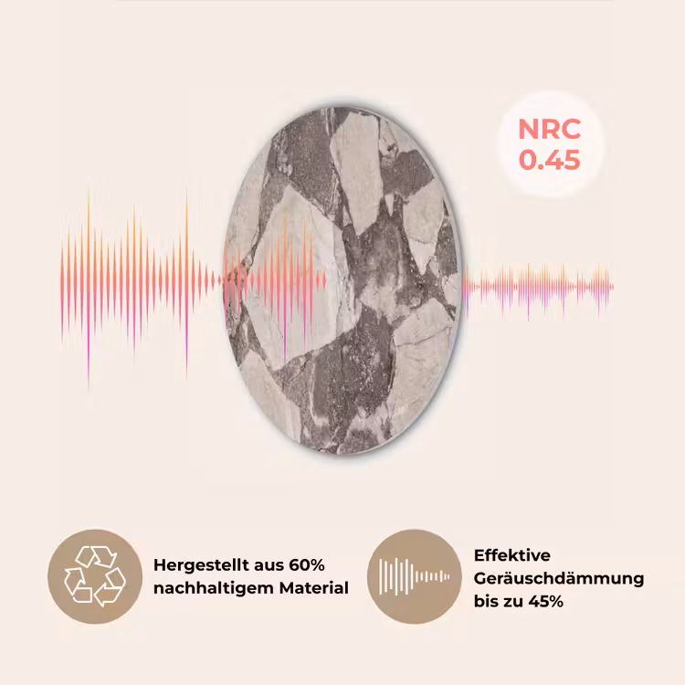 Textuur - Marmer - Abstract - Beige - Bruin Akoestische PET Vilt - Rond klein -USP_DE