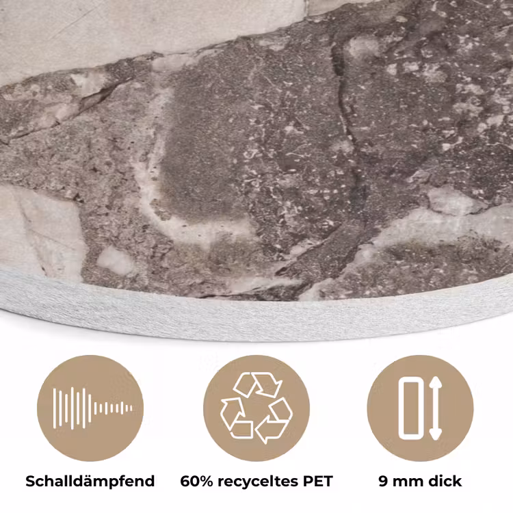Textuur - Marmer - Abstract - Beige - Bruin Akoestische PET Vilt - Rond klein -closeup_DE