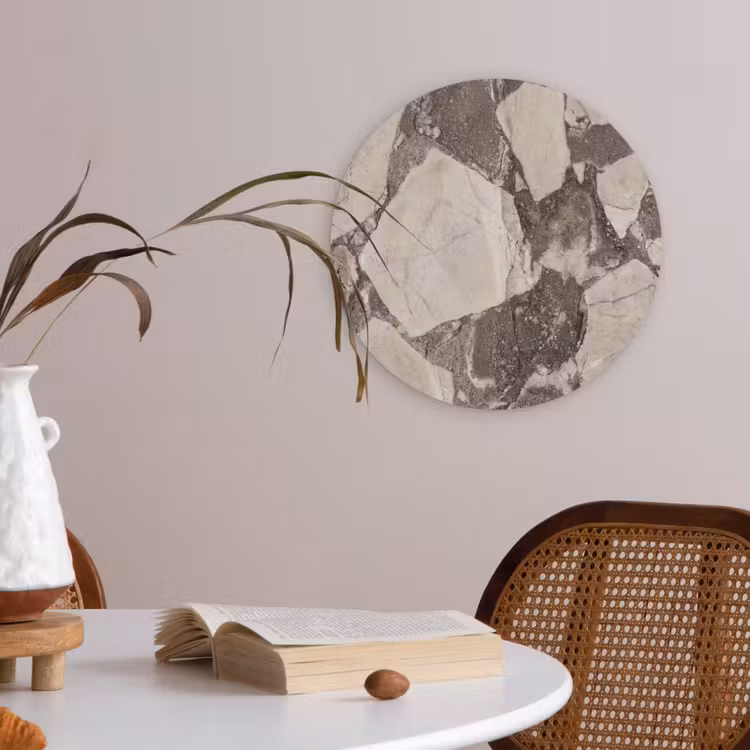 Textuur - Marmer - Abstract - Beige - Bruin Akoestische PET Vilt - Rond klein -sfeer3