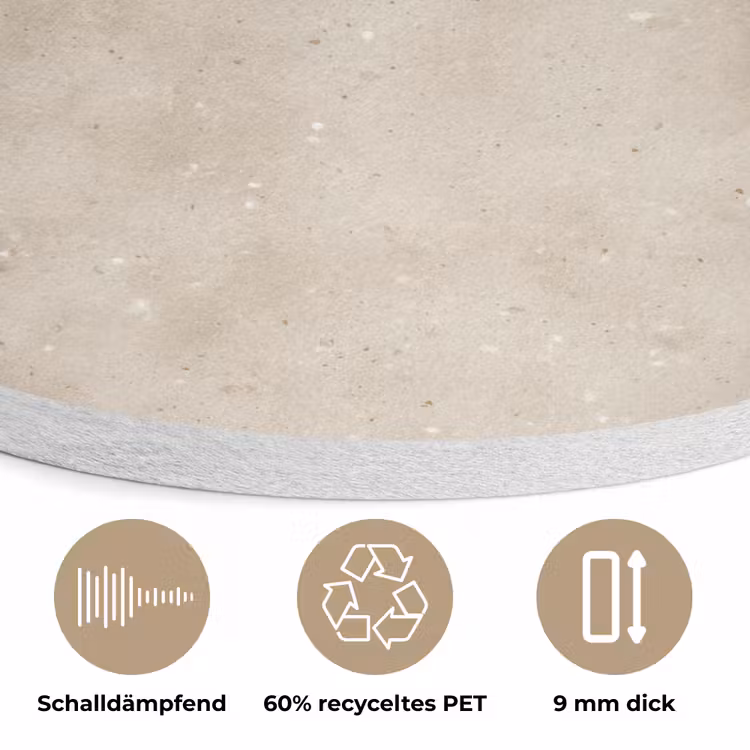 Structuur - Spikkels - Beige Akoestische PET Vilt - Rond klein 838 -closeup_DE