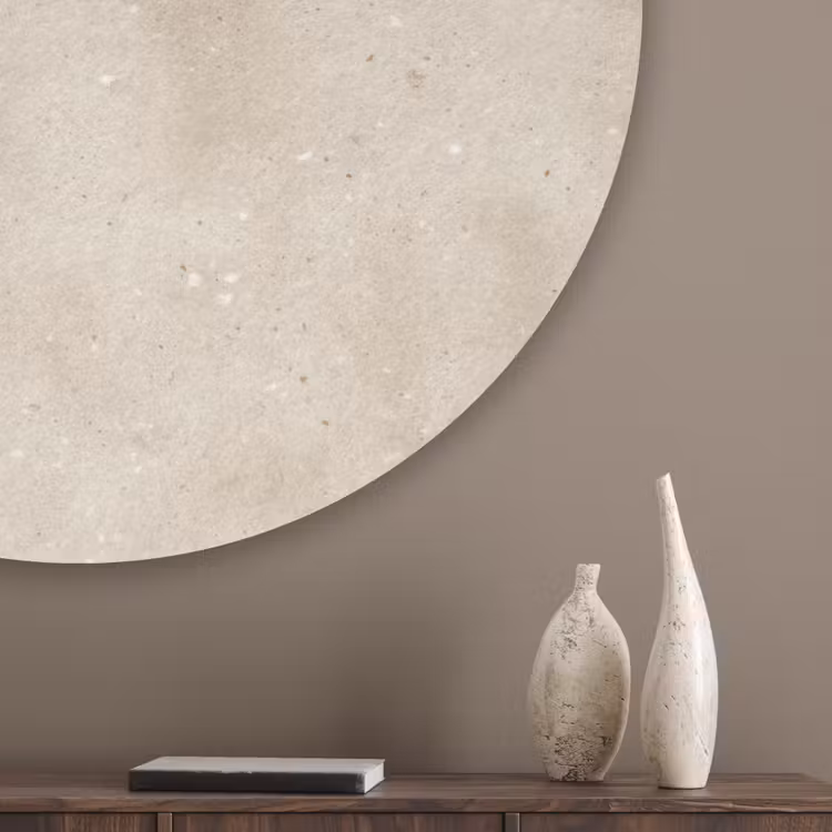 Structuur - Spikkels - Beige Akoestische PET Vilt - Rond klein 838 -sfeer5_closeup