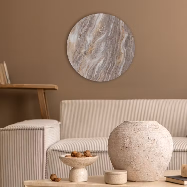 Textuur - Steen - Abstract - Beige Akoestische PET Vilt - Rond klein -sfeer1