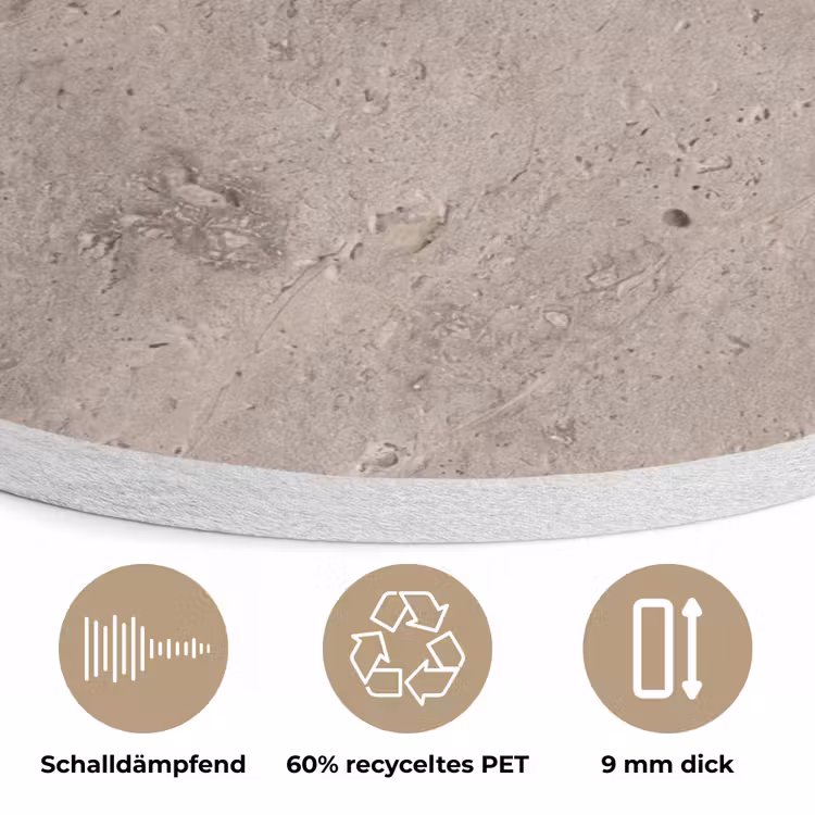 Textuur - Steen - Patroon - Rustiek - Beige Akoestische PET Vilt - Rond klein -closeup_DE
