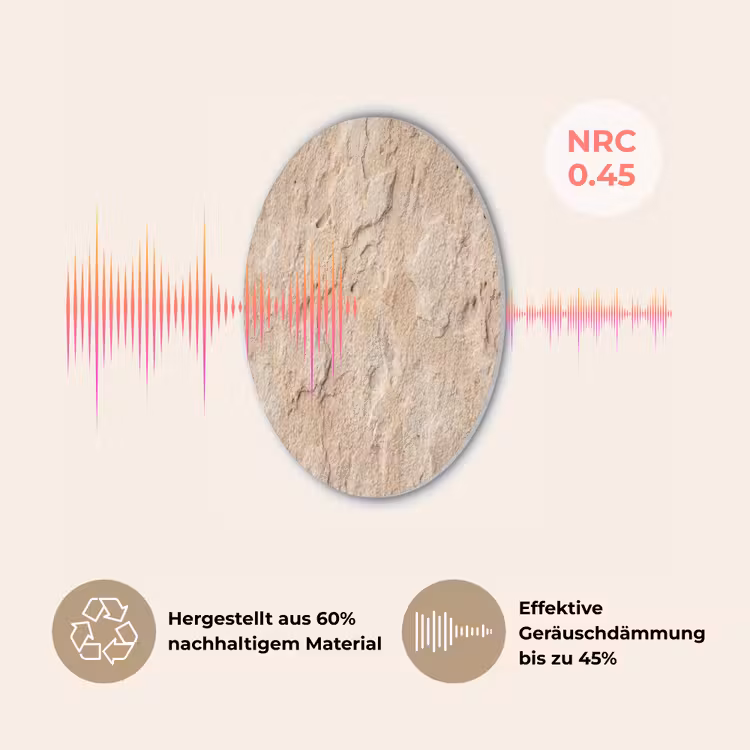 Textuur - Steen - Natuur - Beige Akoestische PET Vilt - Rond klein -USP_DE