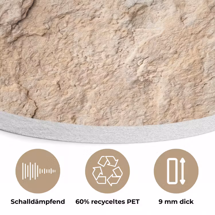 Textuur - Steen - Natuur - Beige Akoestische PET Vilt - Rond klein -closeup_DE