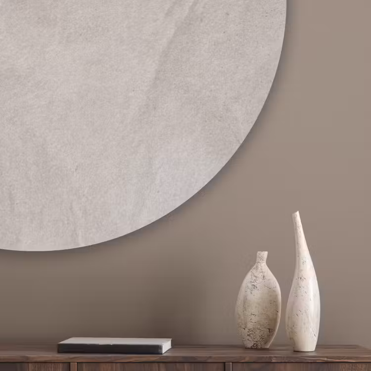 Textuur - Wand - Modern - Beige - Abstract Akoestische PET Vilt - Rond klein -sfeer5_closeup