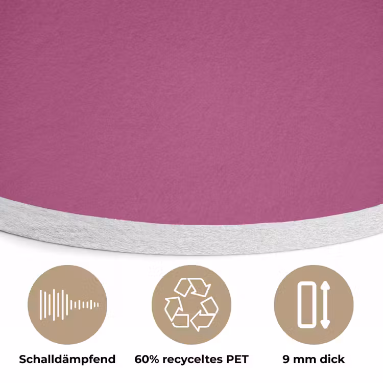Deep - Magenta - Paars Akoestische PET Vilt - Rond klein 838 -closeup_DE