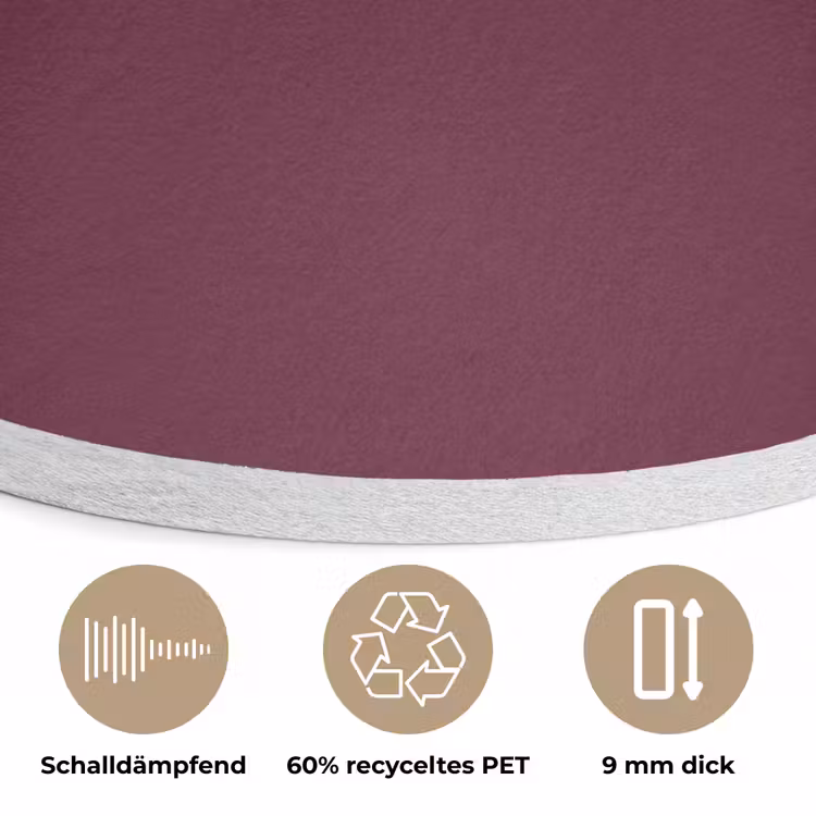 Deep - Plum - Paars Akoestische PET Vilt - Rond klein 838 -closeup_DE
